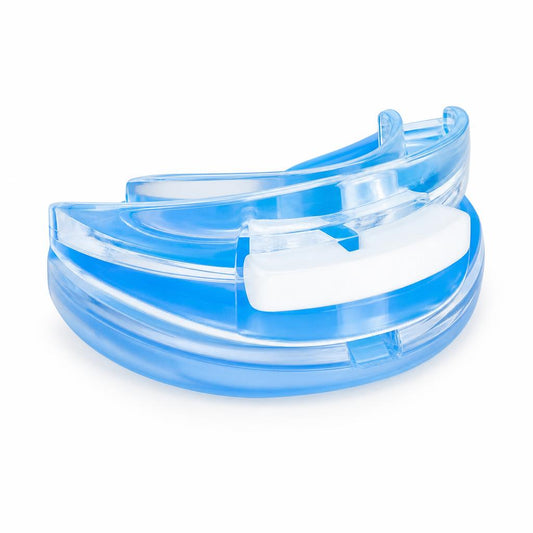 Adjustable anti-snoring mouthpiece, clean product photo, front angle