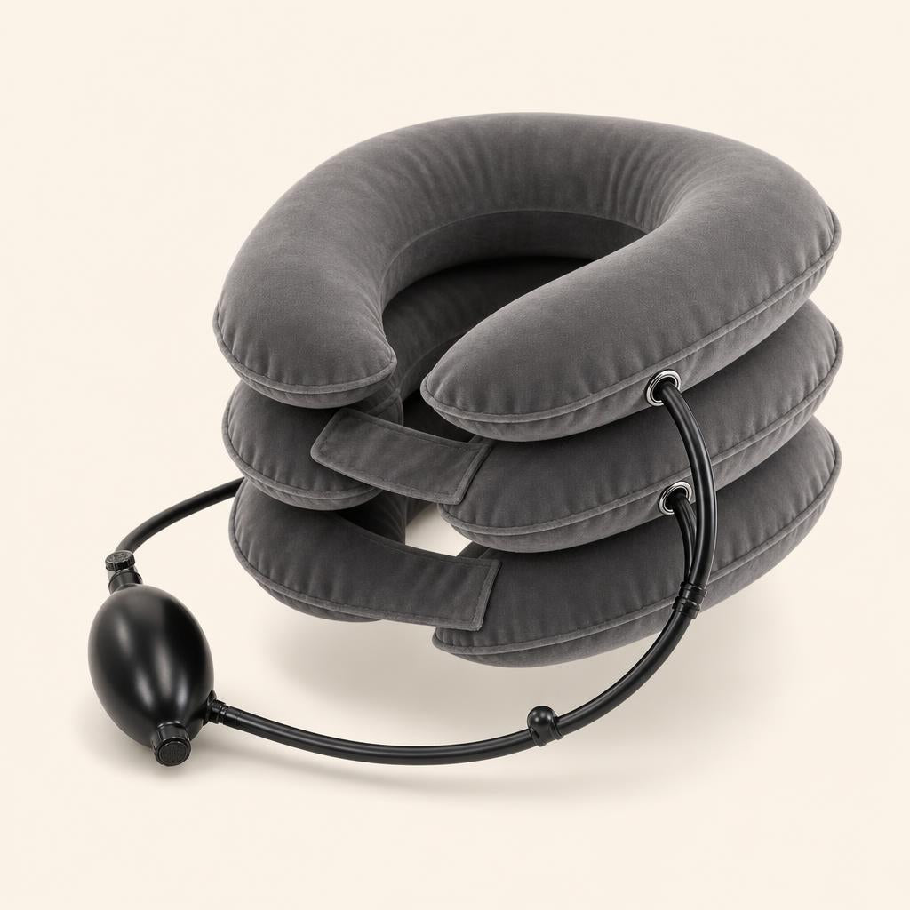 Inflatable neck traction pillow, front view